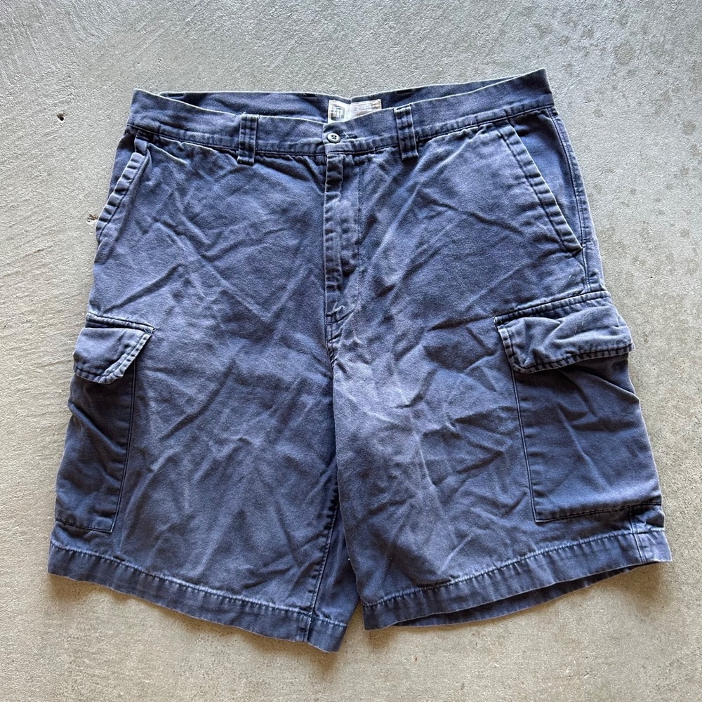 Vintage Gap Cargo Shorts Size 38 Navy Blue Y2K Cotton Flat Front 10" Inseam